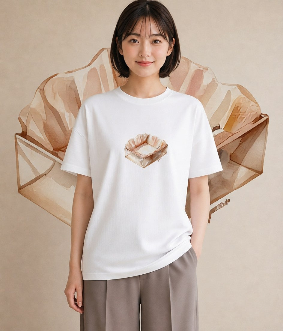 プリントTシャツ レディース 食パン 食べ物 フード イラスト ラフ ペアコーデ 秋コーデ 白T YMAZO