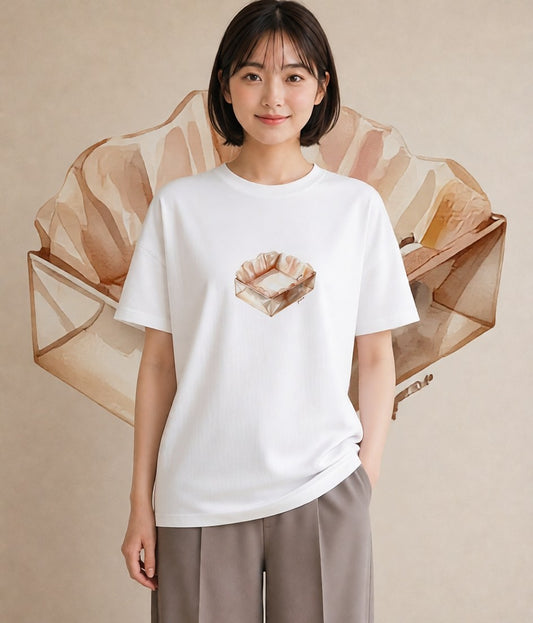 プリントTシャツ レディース 食パン 食べ物 フード イラスト ラフ ペアコーデ 秋コーデ 白T YMAZO