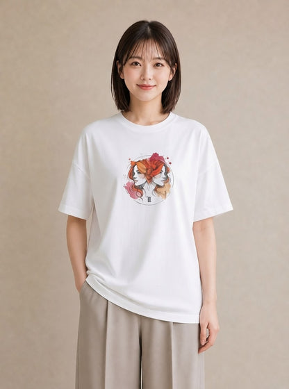 半袖Tシャツ レディース 乙女座 星空 宇宙 イラスト ボタニカル クリスマス 旅行 白T YMAZO