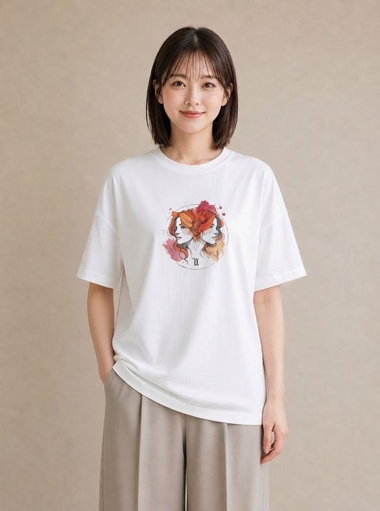 半袖Tシャツ レディース 乙女座 星空 宇宙 イラスト ボタニカル クリスマス 旅行 白T YMAZO