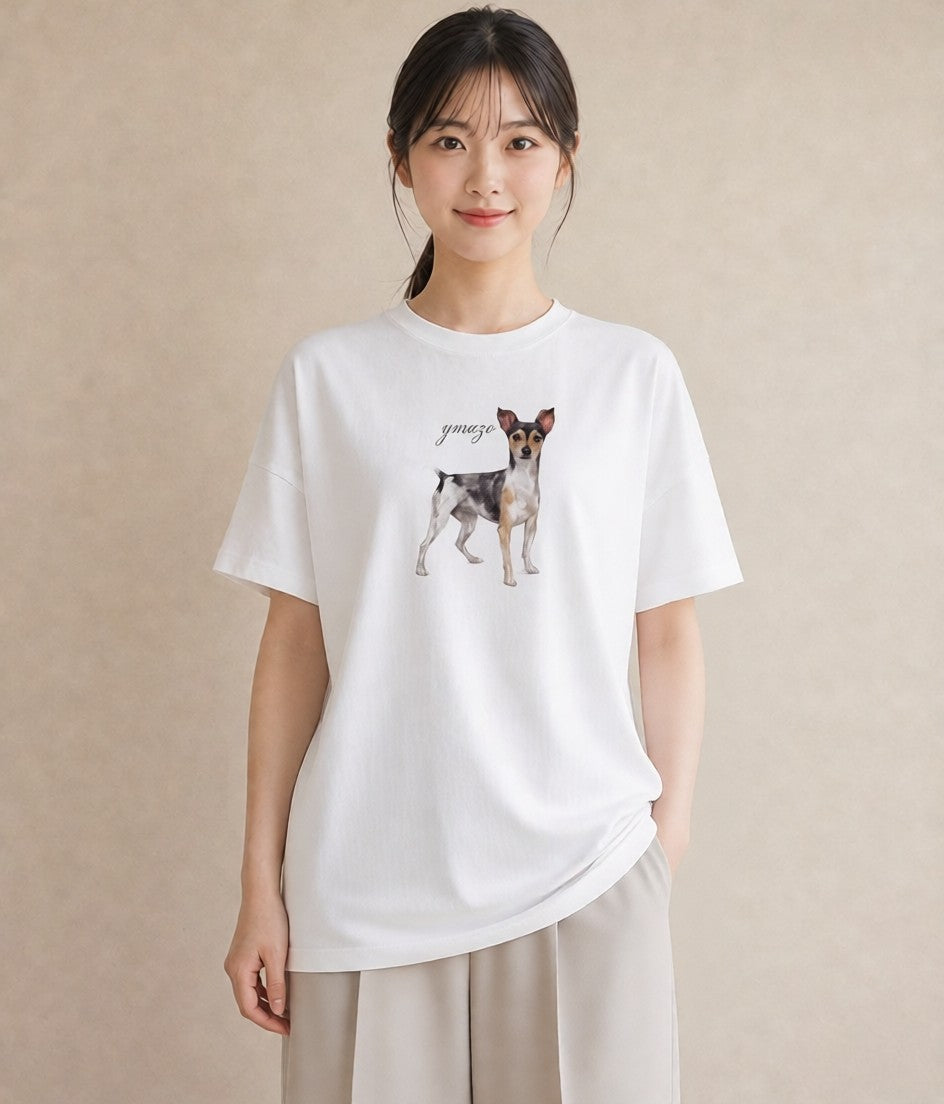 デザインTシャツ レディース ジャックラッセルテリア 犬 いぬ イラスト きれいめ ホワイトデー 春服 白T YMAZO