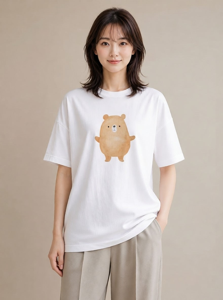 半袖Tシャツ レディース コアラ 動物 アニマル イラスト シンプル レイヤード 友達ギフト 白T YMAZO