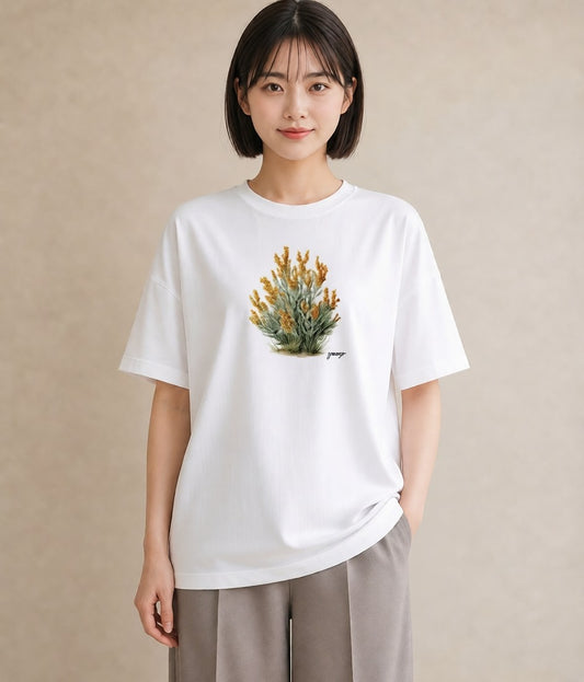 Tシャツ レディース 苔 植物 ボタニカル イラスト きれいめカジュアル 女子会 お揃い 白T YMAZO