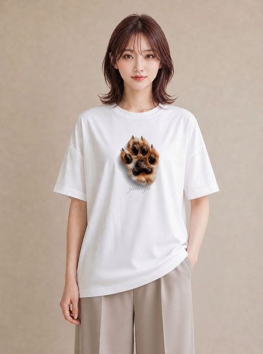 デザインTシャツ レディース 肉球 猫 ねこ イラスト ミニマル ホワイトデー 春服 白T YMAZO