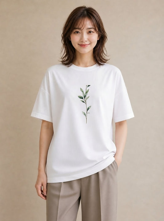 Tシャツ レディース 苔 植物 ボタニカル イラスト 旅行 母娘コーデ 白T YMAZO