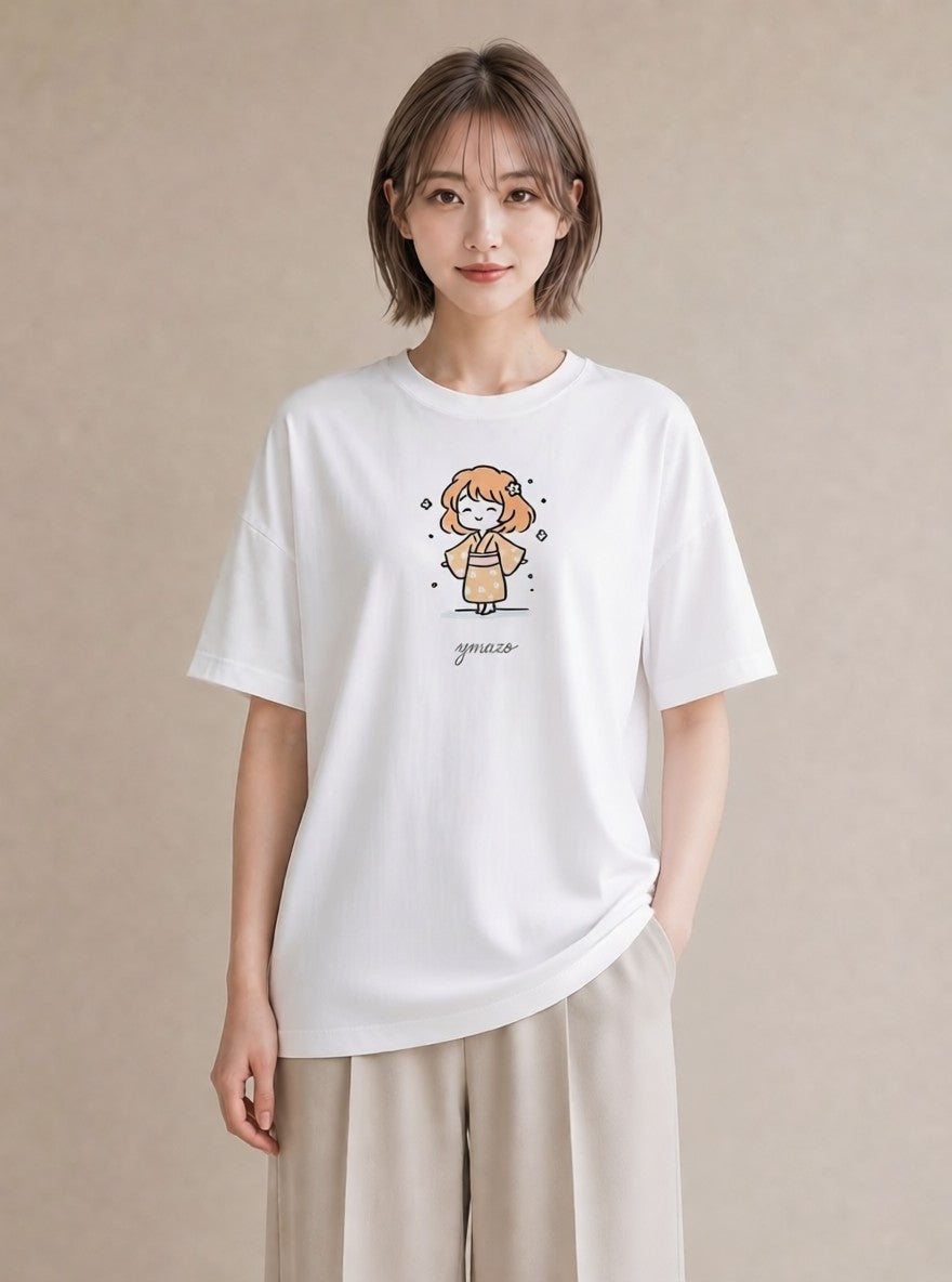 デザインTシャツ レディース 風鈴 ガラス 夏 ナチュラル アンティーク イラスト お洒落 デート 帰省 白T YMAZO