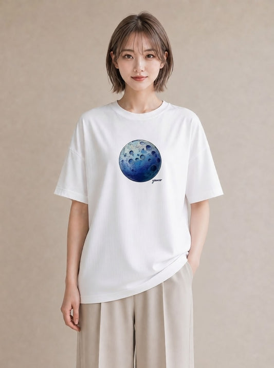 プリントTシャツ レディース 惑星 星空 宇宙 イラスト きれいめ 母娘コーデ 自分用 白T YMAZO