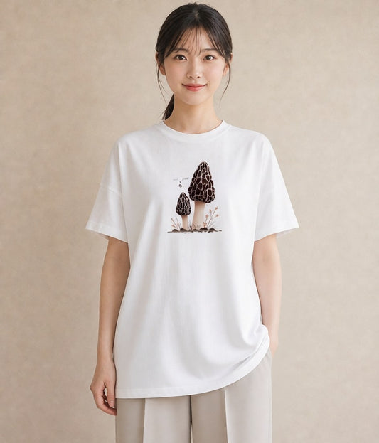 グラフィックTシャツ レディース きのこ 植物 ボタニカル イラスト シック ビーチ デイリーウェア 白T YMAZO