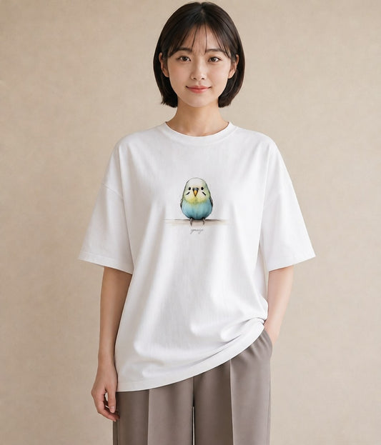 プリントTシャツ レディース ことり ペット 動物 イラスト 韓国風 カフェ服 クリスマス 白T YMAZO