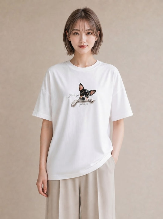 半袖Tシャツ レディース チワワ 犬 いぬ イラスト シック デイリーウェア 休日 白T