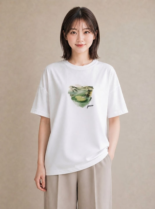 プリントTシャツ レディース 芝生 植物 ボタニカル イラスト 普段使い 週末コーデ 敬老の日 白T YMAZO