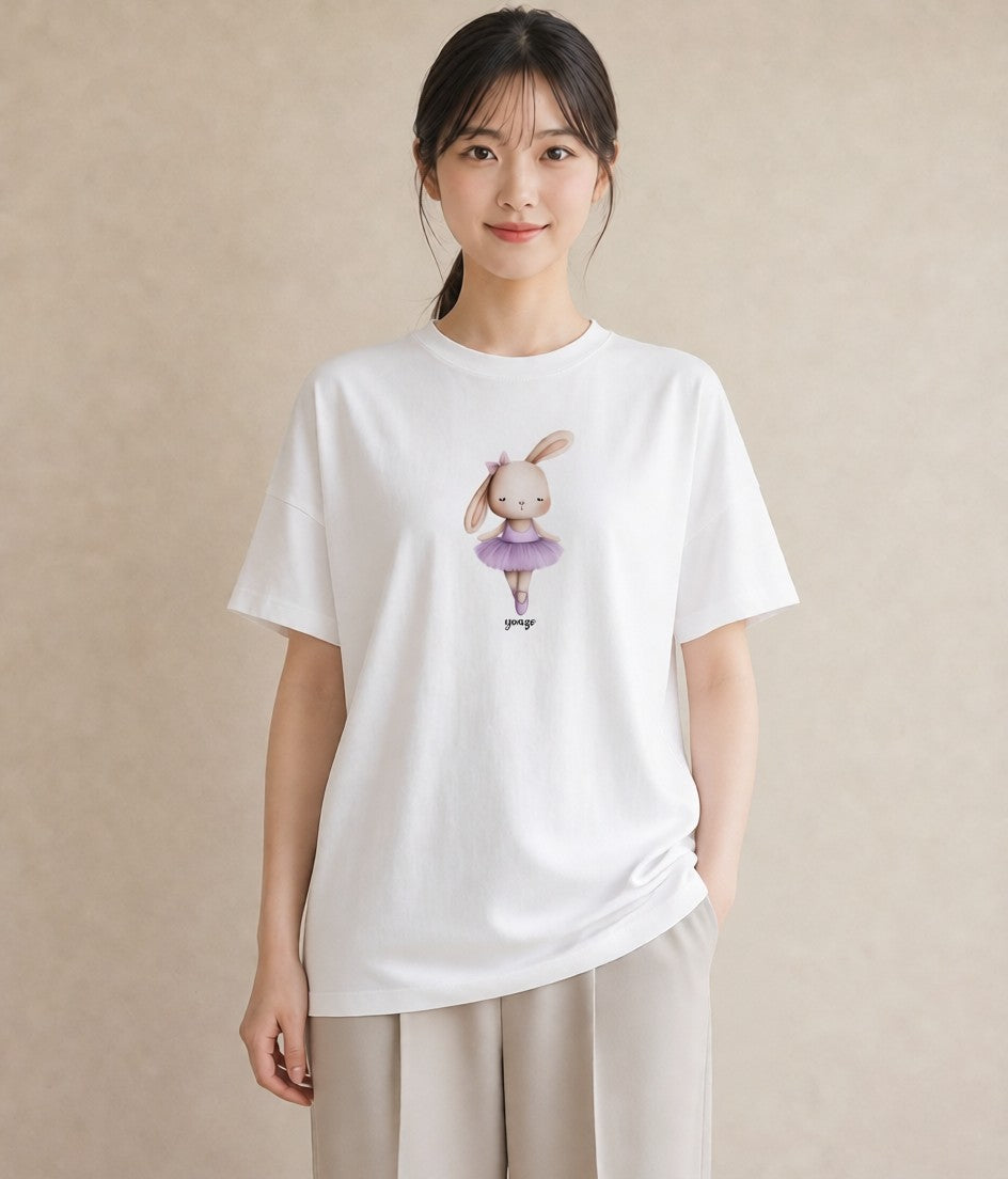 デザインTシャツ レディース ミニうさぎ ペット 動物 イラスト 淡色 姉妹 送別ギフト 白T YMAZO