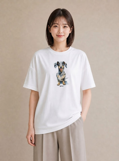 プリントTシャツ レディース 犬好き 犬 いぬ イラスト ナチュラル 友達ギフト 部屋着 白T YMAZO