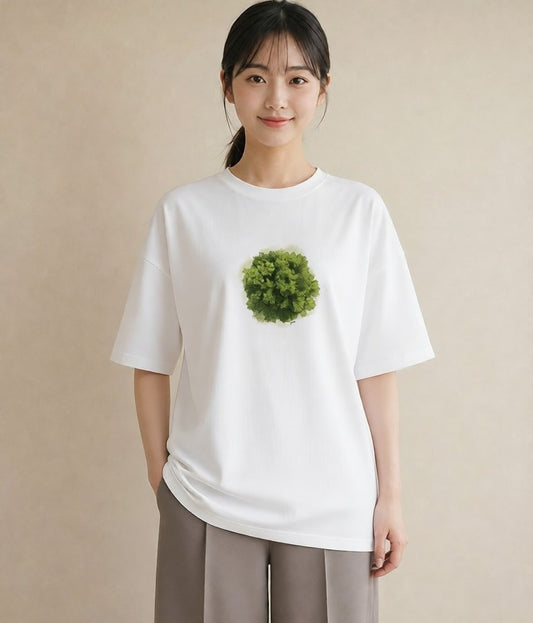 プリントTシャツ レディース 苔 植物 ボタニカル イラスト 淡色 お出かけ 普段着 白T YMAZO