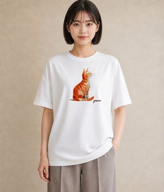 デザインTシャツ レディース 猫 ねこ イラスト こなれ感 女性 旅行用 白T YMAZO