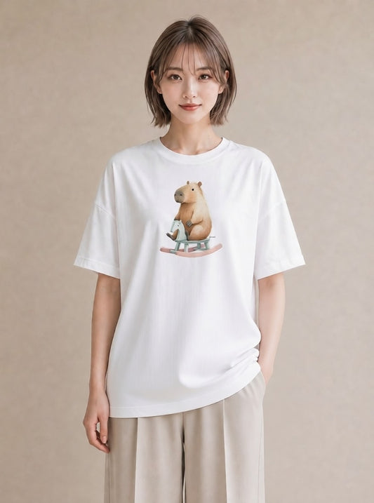 Tシャツ レディース デグー ペット 動物 イラスト ラフカジュアル お揃い 親子 白T YMAZO