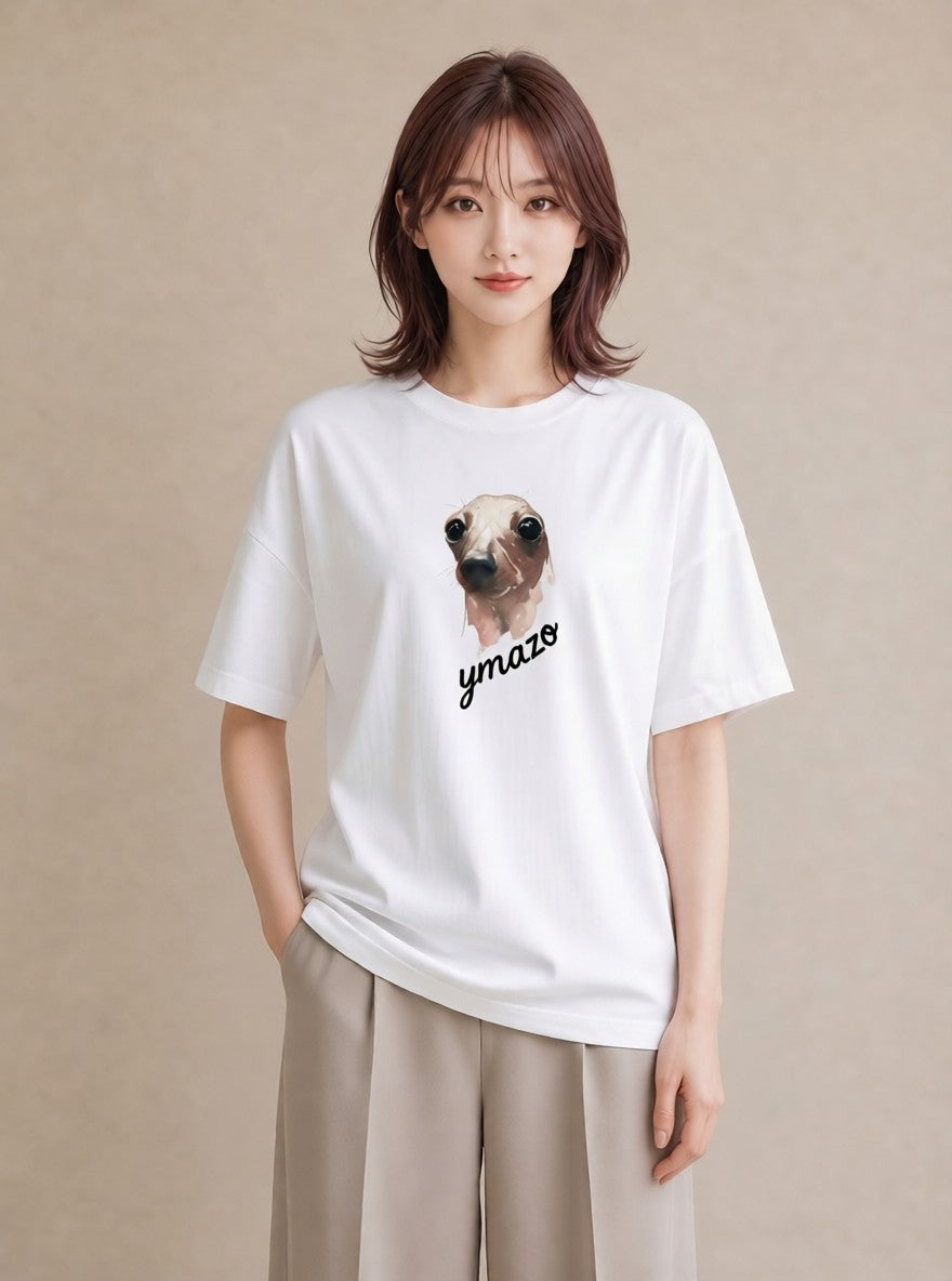 半袖Tシャツ レディース コツメカワウソ 動物 アニマル イラスト 淡色 誕生日プレゼント 綿100 白T YMAZO