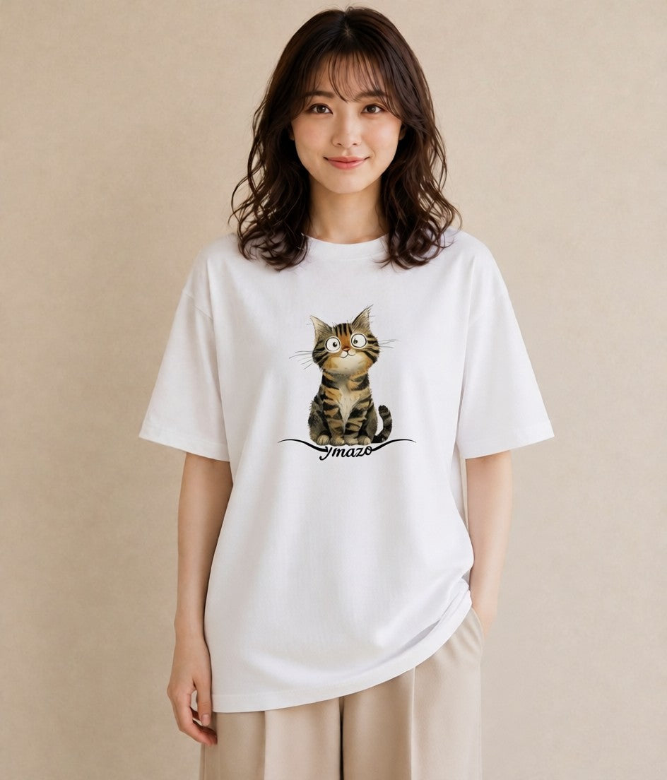 グラフィックTシャツ レディース 子猫 猫 ねこ イラスト 旅行コーデ 旅行 母娘コーデ 白T YMAZO