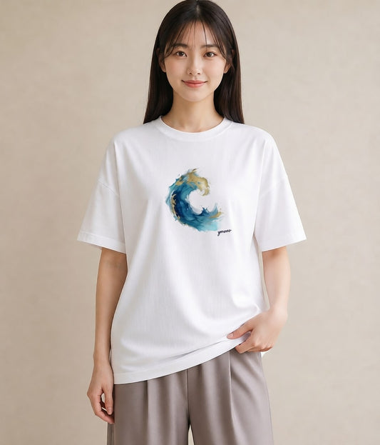半袖Tシャツ レディース 海 星空 宇宙 イラスト お洒落 秋コーデ おしゃれギフト 白T YMAZO