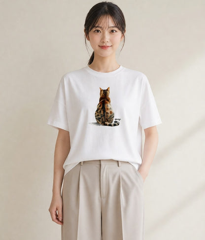 Tシャツ レディース 子猫 猫 ねこ イラスト きれいめカジュアル 女性 旅行用 白T YMAZO