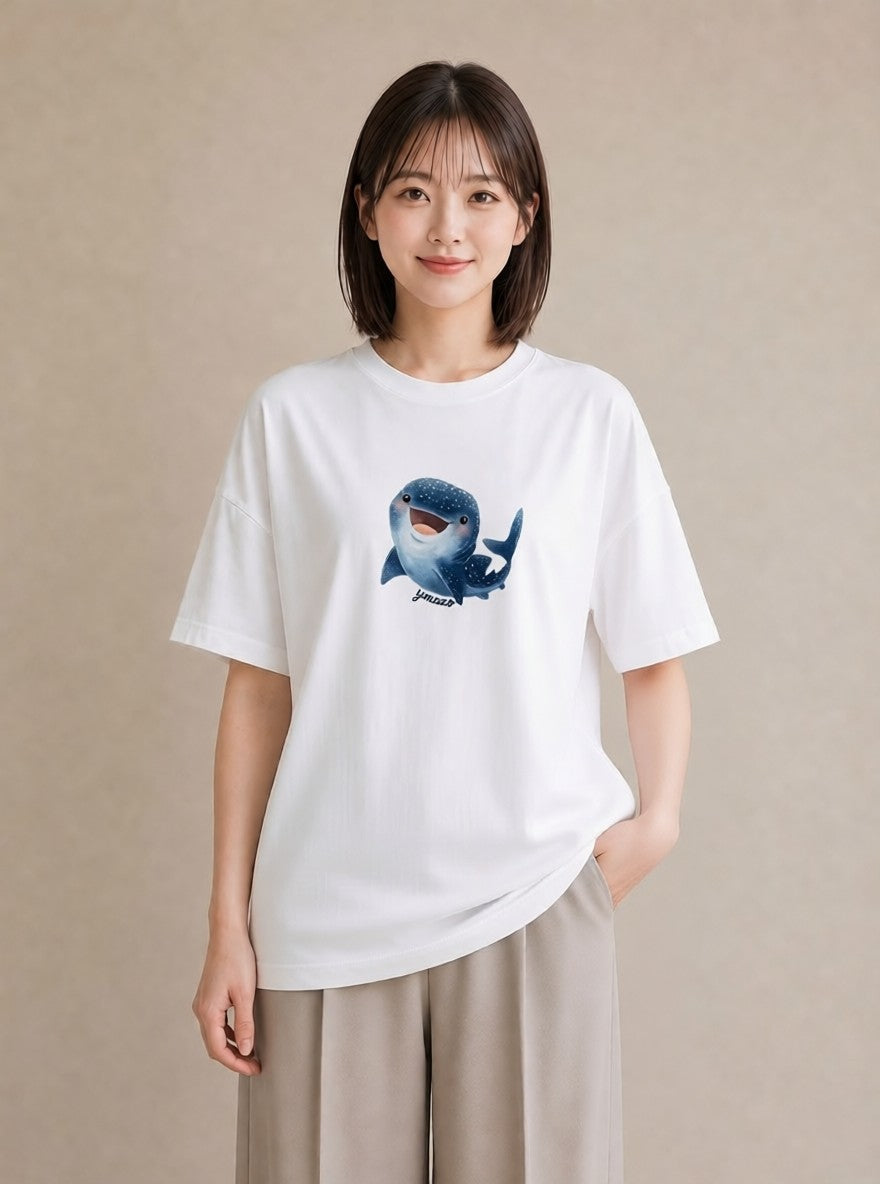 グラフィックTシャツ レディース サメ 海の生き物 海 イラスト 抜け感 女子会 お揃い 白T YMAZO