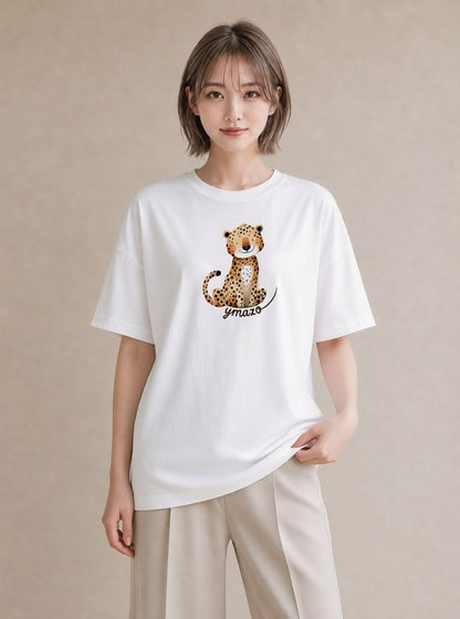 プリントTシャツ レディース ぶち猫 猫 ねこ イラスト 北欧風 通学 誕生日プレゼント 白T YMAZO