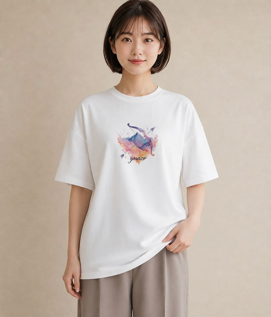 プリントTシャツ レディース 蟹座 星空 宇宙 イラスト こなれ感 秋コーデ おしゃれギフト 白T YMAZO
