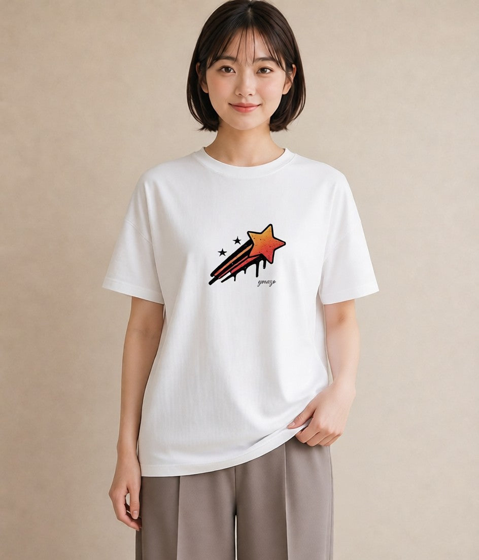 デザインTシャツ レディース 星 星空 宇宙 イラスト カフェコーデ 在宅 公園 白T YMAZO