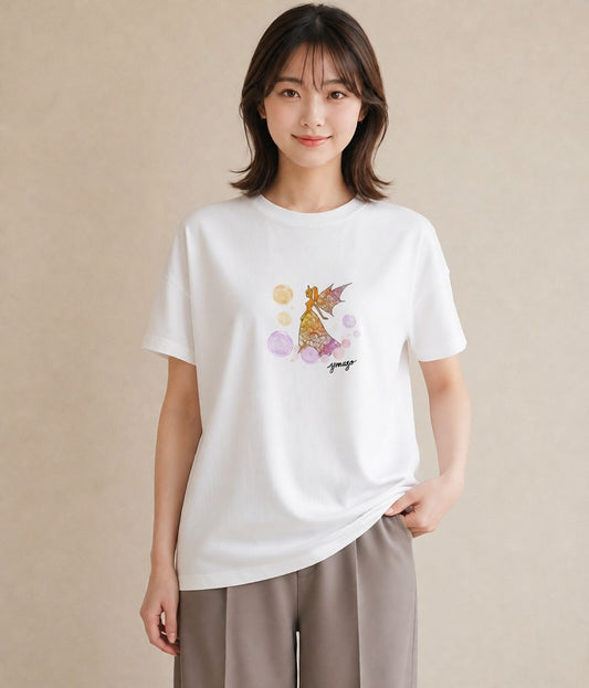プリントTシャツ レディース 双子座 星空 宇宙 イラスト カジュアル 送別ギフト 通勤 白T YMAZO