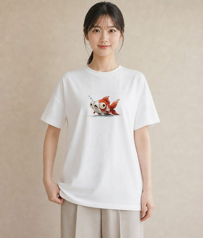 半袖Tシャツ レディース カクレクマノミ 海の生き物 海 イラスト ペアコーデ 秋コーデ 白T YMAZO