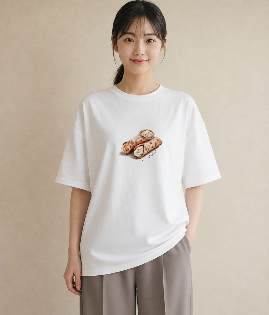グラフィックTシャツ レディース どら焼き 食べ物 フード イラスト 北欧風 おしゃれギフト 社会人 白T YMAZO