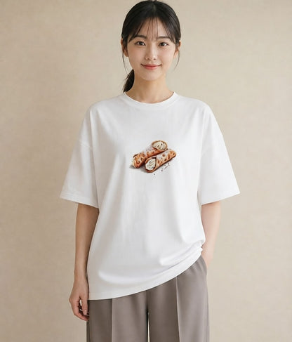 グラフィックTシャツ レディース どら焼き 食べ物 フード イラスト 北欧風 おしゃれギフト 社会人 白T YMAZO