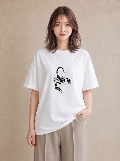 半袖Tシャツ レディース 蠍座 星空 宇宙 イラスト ラフカジュアル ミセス 春コーデ 白T YMAZO
