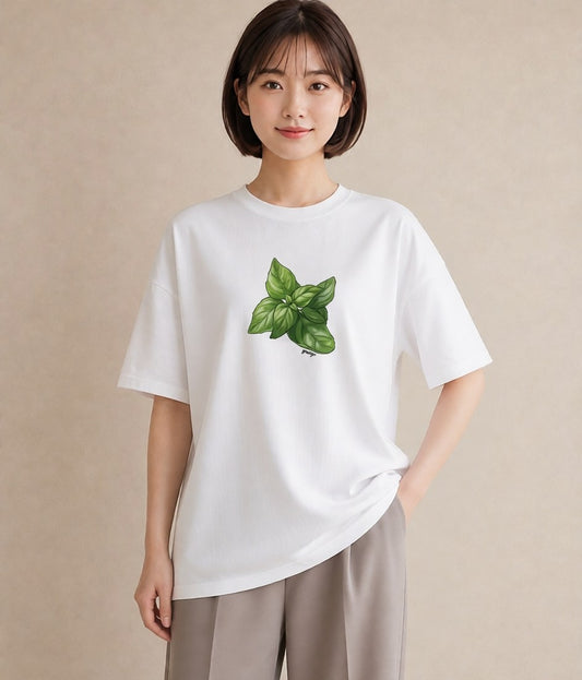 半袖Tシャツ レディース ハーブ 植物 ボタニカル イラスト 休日コーデ カジュアルコーデ 買い物 白T YMAZO