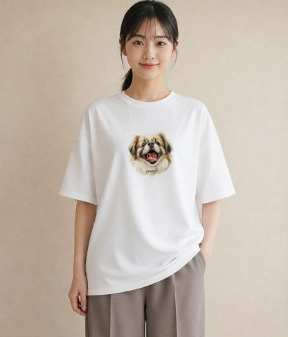 グラフィックTシャツ レディース 狆 犬 いぬ イラスト レトロ 姉妹 送別ギフト 白T YMAZO