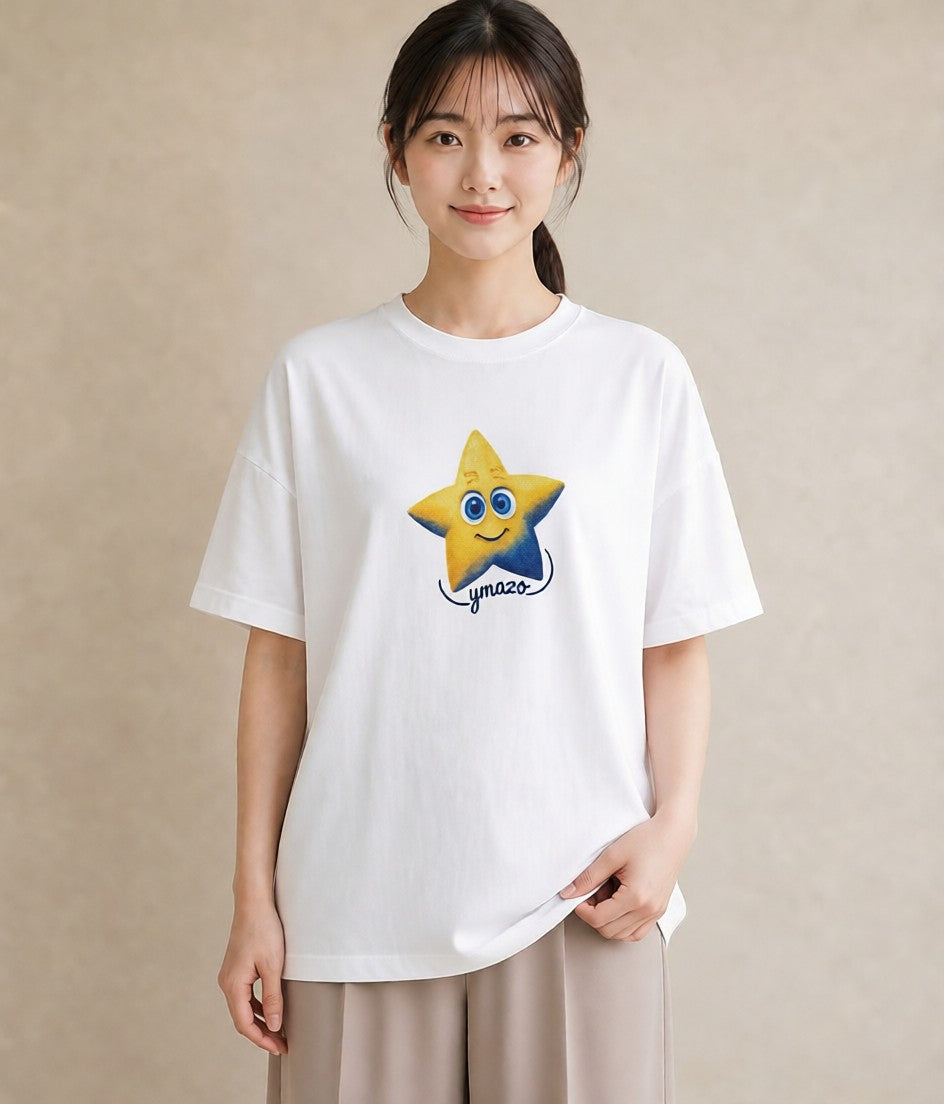Tシャツ レディース スター 星空 宇宙 イラスト 週末コーデ 敬老の日 白T YMAZO