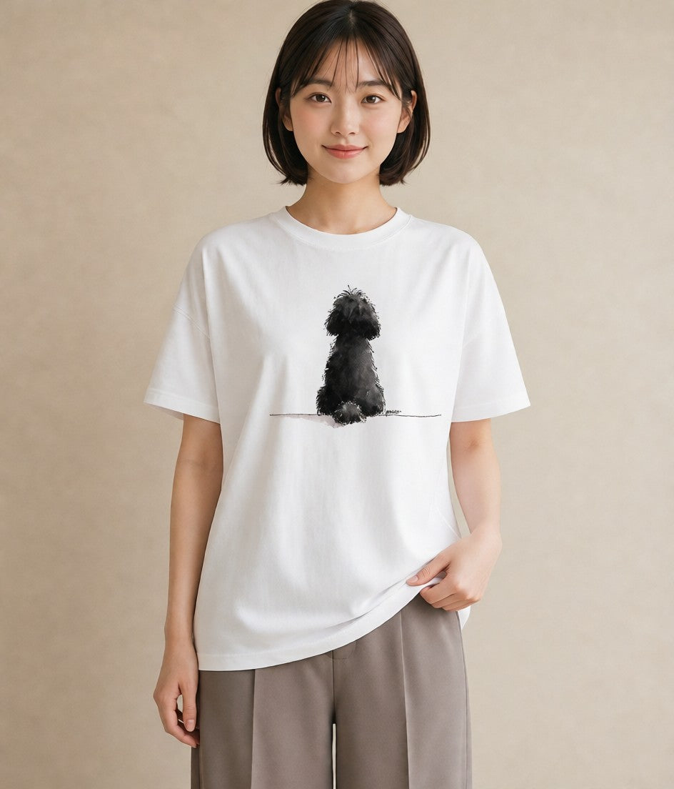 半袖Tシャツ レディース トイプードル プードル 犬 いぬ イラスト 北欧風 友達ギフト 部屋着 白T YMAZO