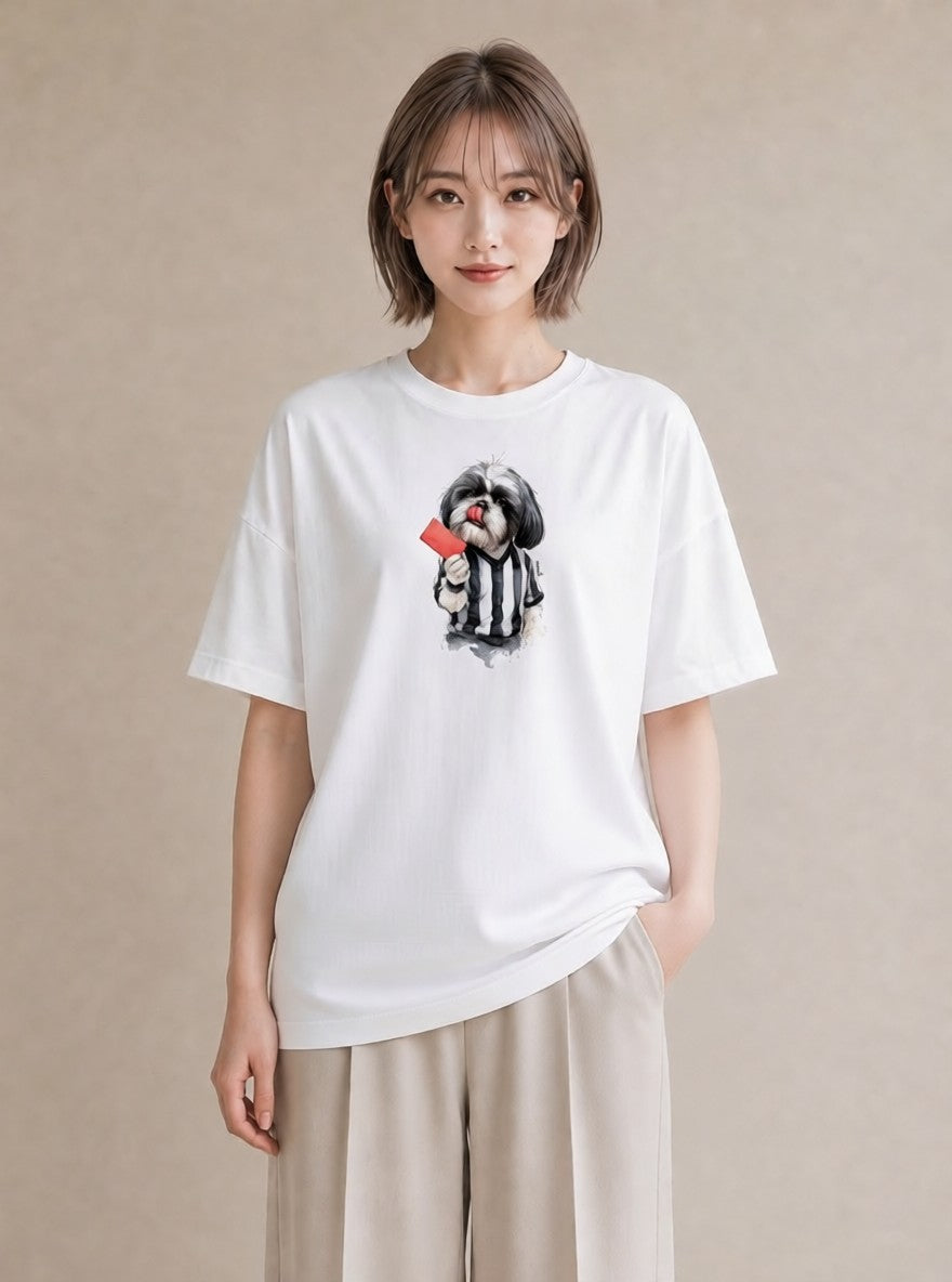 半袖Tシャツ レディース 狆 犬 いぬ イラスト ユニーク おしゃれギフト 社会人 白T YMAZO
