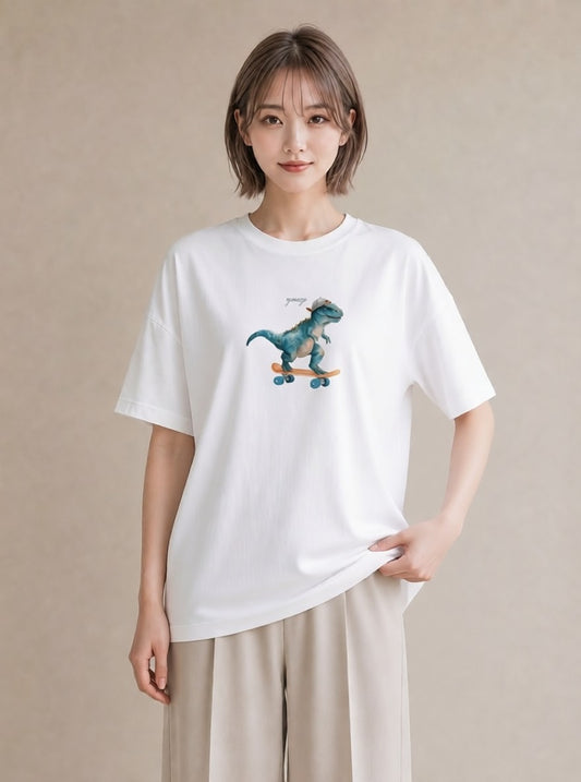 デザインTシャツ レディース ヤモリ ペット 動物 イラスト 淡色 ペアコーデ 秋コーデ 白T YMAZO
