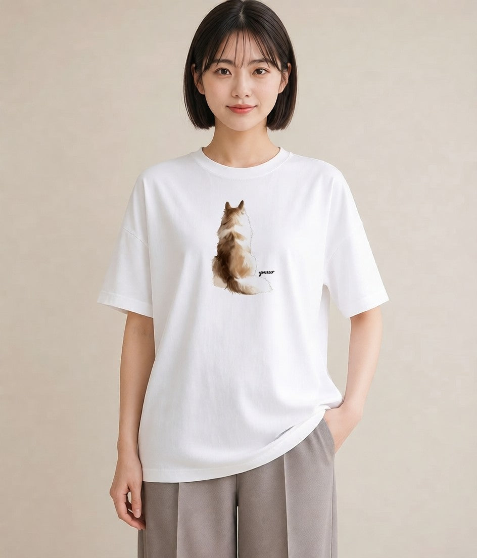 半袖Tシャツ レディース シャム柄 猫 ねこ イラスト 旅行コーデ 秋コーデ おしゃれギフト 白T YMAZO