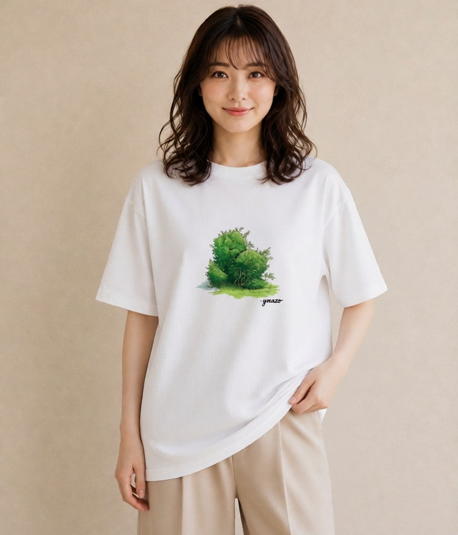 デザインTシャツ レディース 芝生 植物 ボタニカル イラスト 北欧風 部屋着 女性向けギフト 白T YMAZO