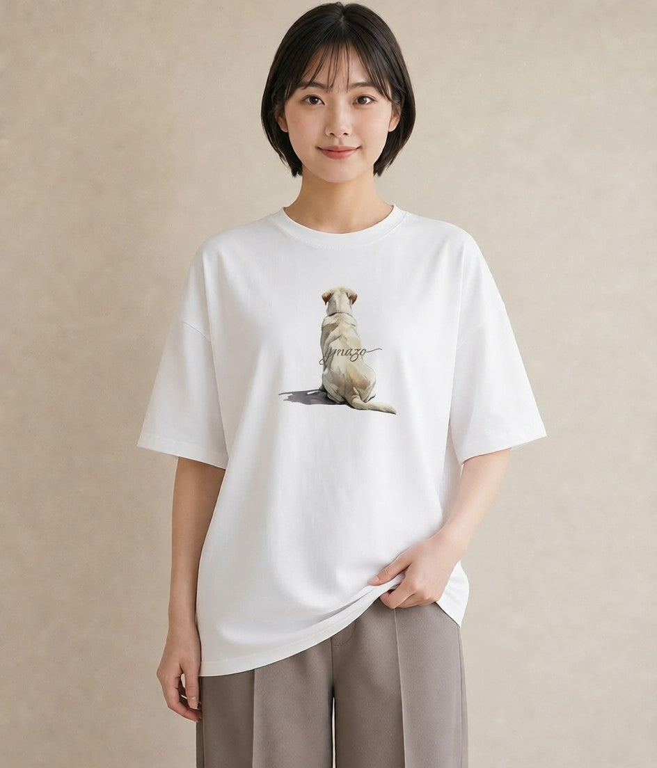 グラフィックTシャツ レディース 犬好き 犬 いぬ イラスト ラフ 母の日 ビーチ 白T YMAZO
