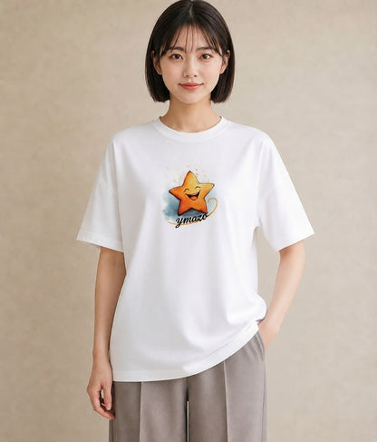 デザインTシャツ レディース 流れ星 星空 宇宙 イラスト カフェコーデ お出かけ 普段着 白T YMAZO