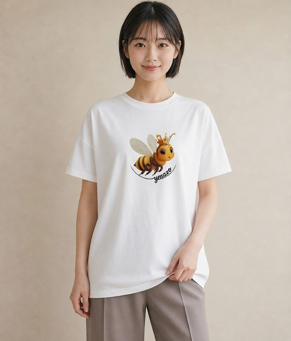 グラフィックTシャツ レディース みつばち 昆虫 虫 イラスト カフェコーデ 在宅 公園 白T YMAZO