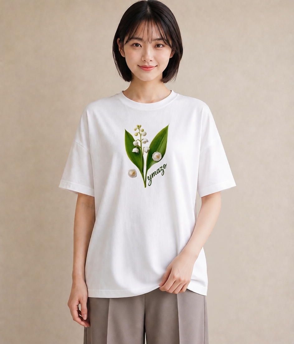 半袖Tシャツ レディース すずらん 花 花柄 イラスト お洒落 旅行用 海 白T YMAZO