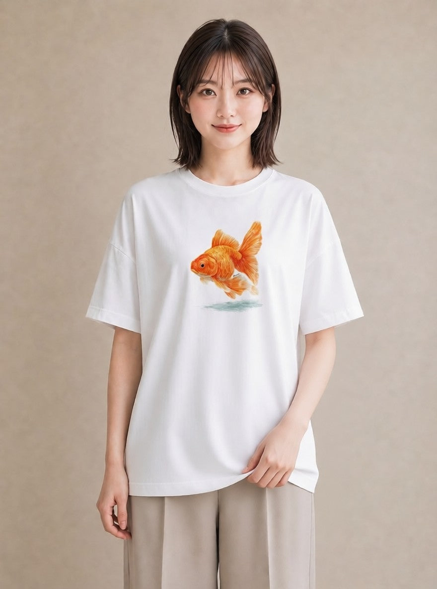 デザインTシャツ レディース カクレクマノミ 海の生き物 海 イラスト ゆるコーデ 休日 ペアコーデ 白T YMAZO