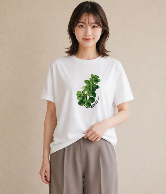 グラフィックTシャツ レディース ハーブ 植物 ボタニカル イラスト ユニーク 敬老の日 ホワイトデー 白T YMAZO