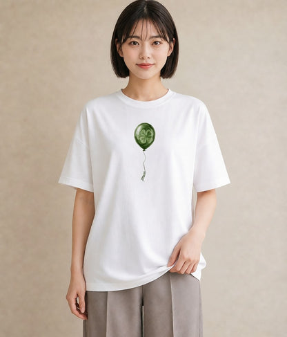 デザインTシャツ レディース 紙風船 和紙 ナチュラル アンティーク イラスト 北欧風 ルームウェア ギフト 白T YMAZO