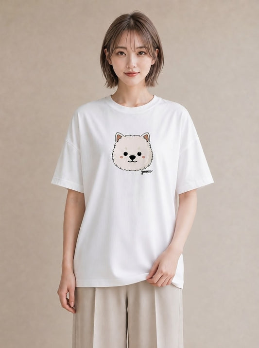グラフィックTシャツ レディース 犬 いぬ イラスト 抜け感 レイヤード 友達ギフト 白T