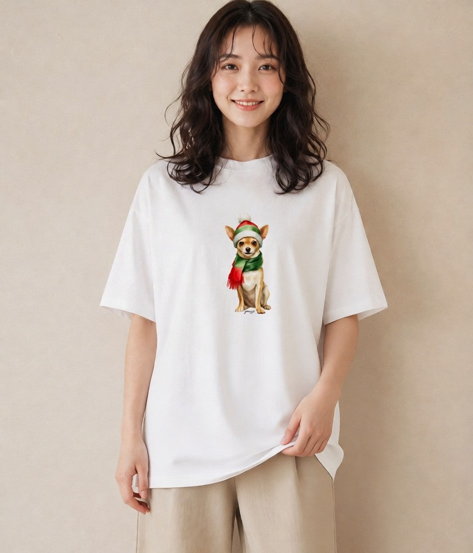 グラフィックTシャツ レディース チワワ 犬 いぬ イラスト アート風 お出かけ 普段着 白T YMAZO